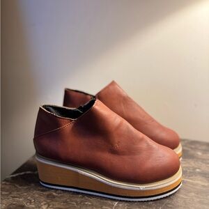Brown Platform Slip-On Shoes